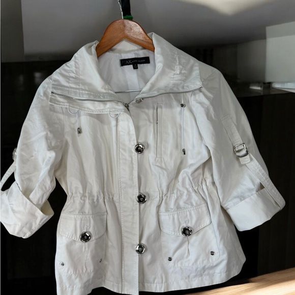 AK Anne Klein off white Jacket Women’s Medium Utility Safari - Picture 3 of 9